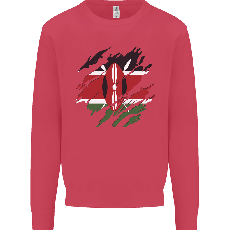 Torn Kenya Flag Kenyan Day Football Kids Sweatshirt Jumper Heliconia