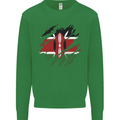 Torn Kenya Flag Kenyan Day Football Kids Sweatshirt Jumper Irish Green