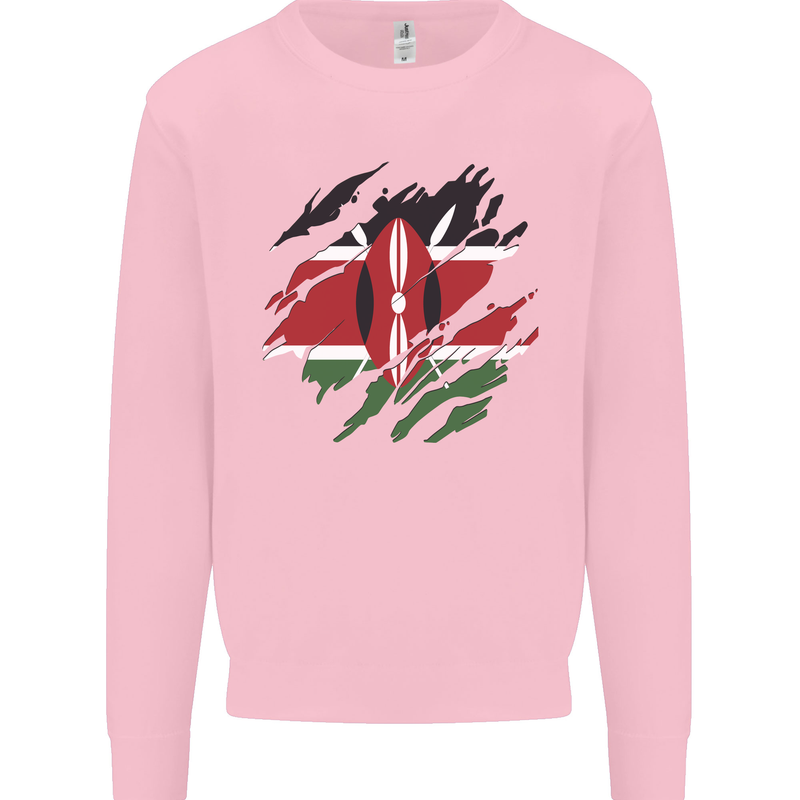 Torn Kenya Flag Kenyan Day Football Kids Sweatshirt Jumper Light Pink