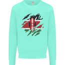 Torn Kenya Flag Kenyan Day Football Kids Sweatshirt Jumper Peppermint