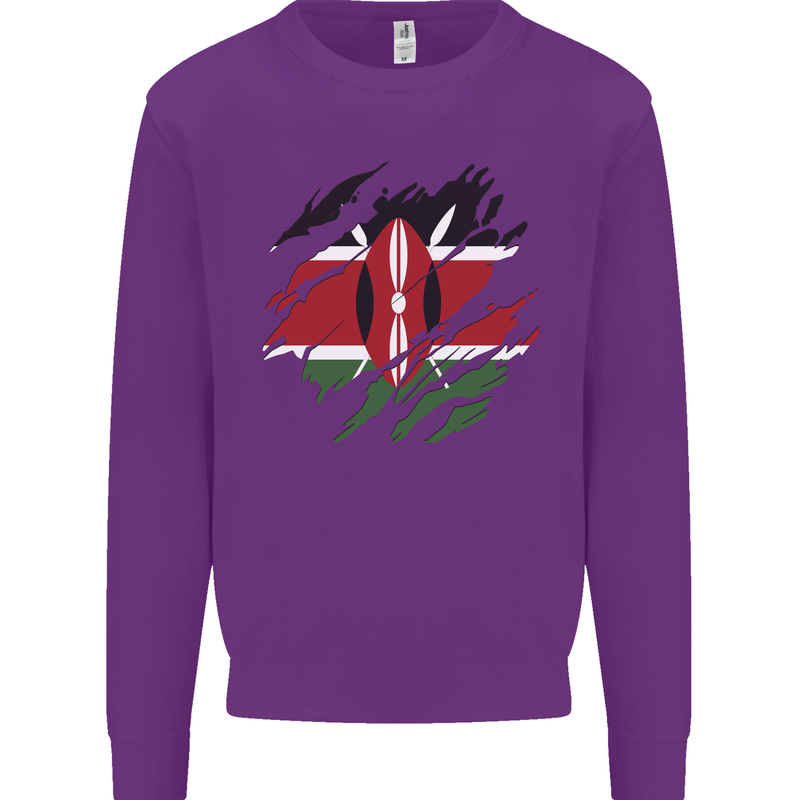 Torn Kenya Flag Kenyan Day Football Kids Sweatshirt Jumper Purple