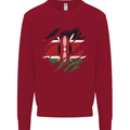Torn Kenya Flag Kenyan Day Football Kids Sweatshirt Jumper Red