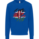 Torn Kenya Flag Kenyan Day Football Kids Sweatshirt Jumper Royal Blue