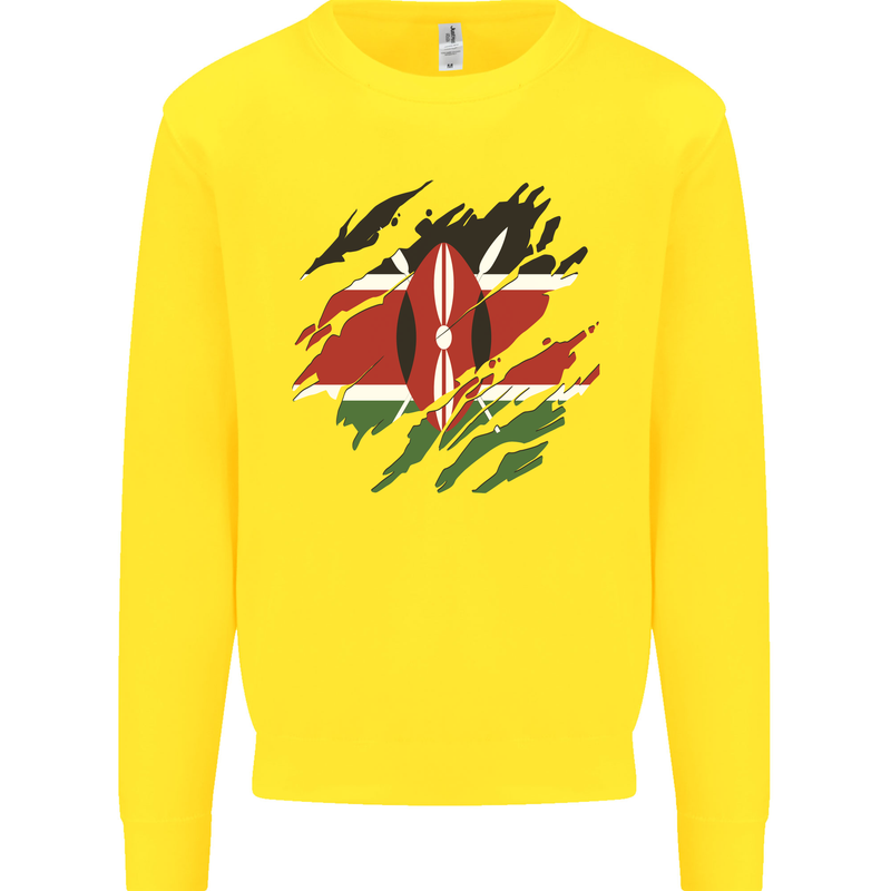Torn Kenya Flag Kenyan Day Football Kids Sweatshirt Jumper Yellow