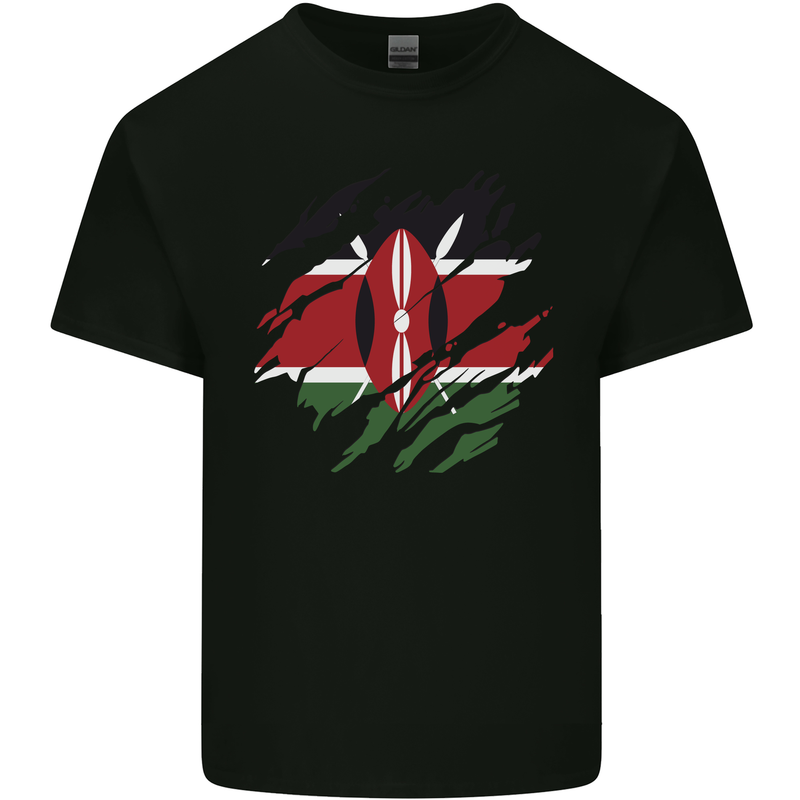 Torn Kenya Flag Kenyan Day Football Kids T-Shirt Childrens Black