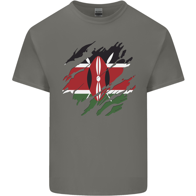 Torn Kenya Flag Kenyan Day Football Kids T-Shirt Childrens Charcoal