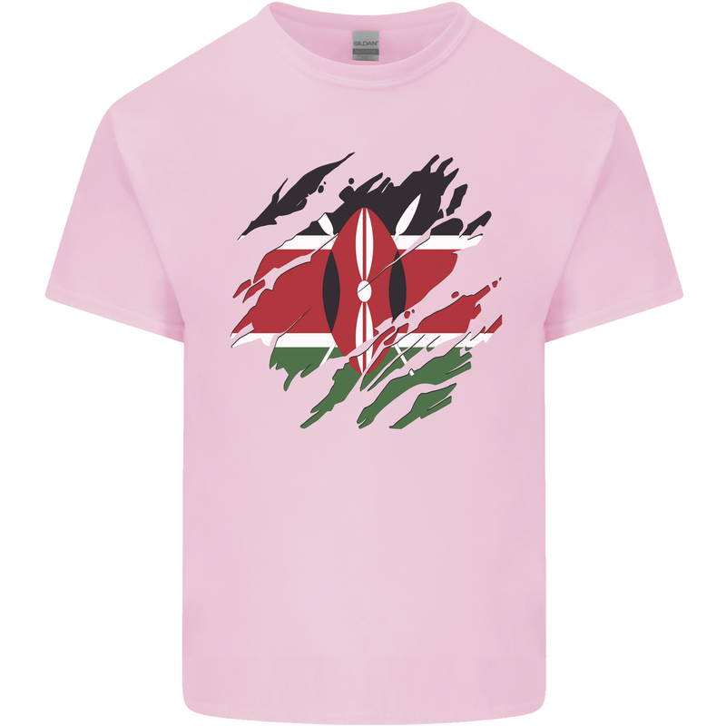 Torn Kenya Flag Kenyan Day Football Kids T-Shirt Childrens Light Pink