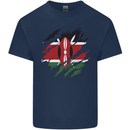 Torn Kenya Flag Kenyan Day Football Kids T-Shirt Childrens Navy Blue