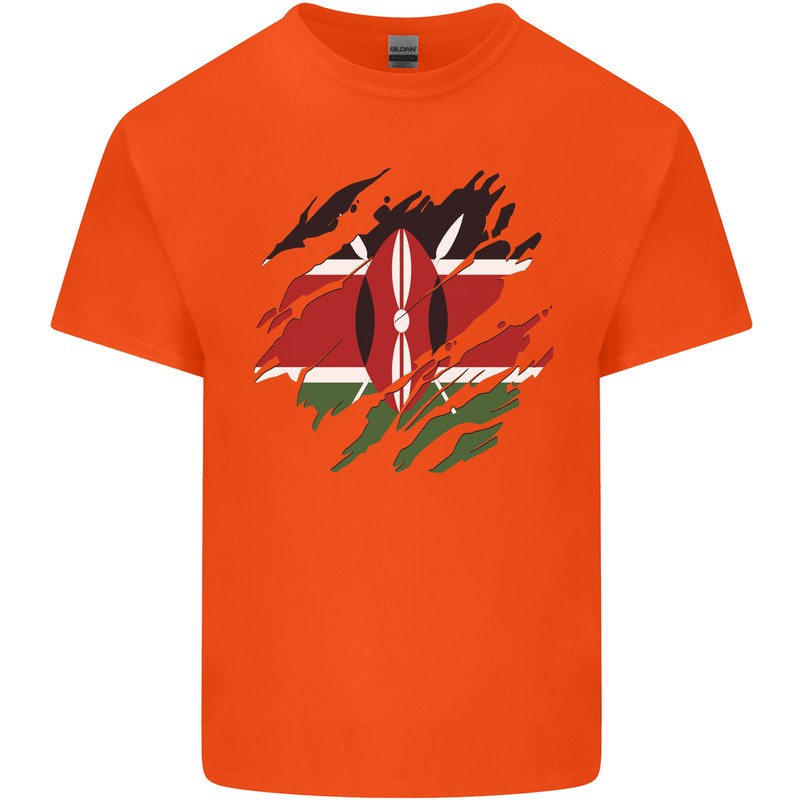 Torn Kenya Flag Kenyan Day Football Kids T-Shirt Childrens Orange