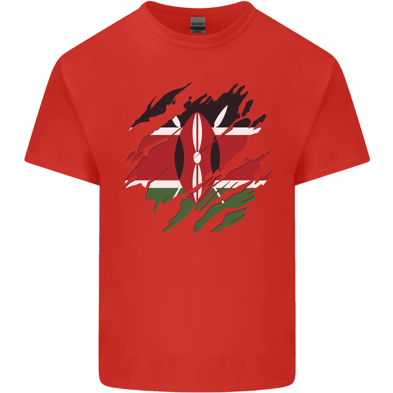 Torn Kenya Flag Kenyan Day Football Kids T-Shirt Childrens Red
