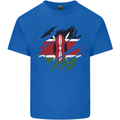 Torn Kenya Flag Kenyan Day Football Kids T-Shirt Childrens Royal Blue