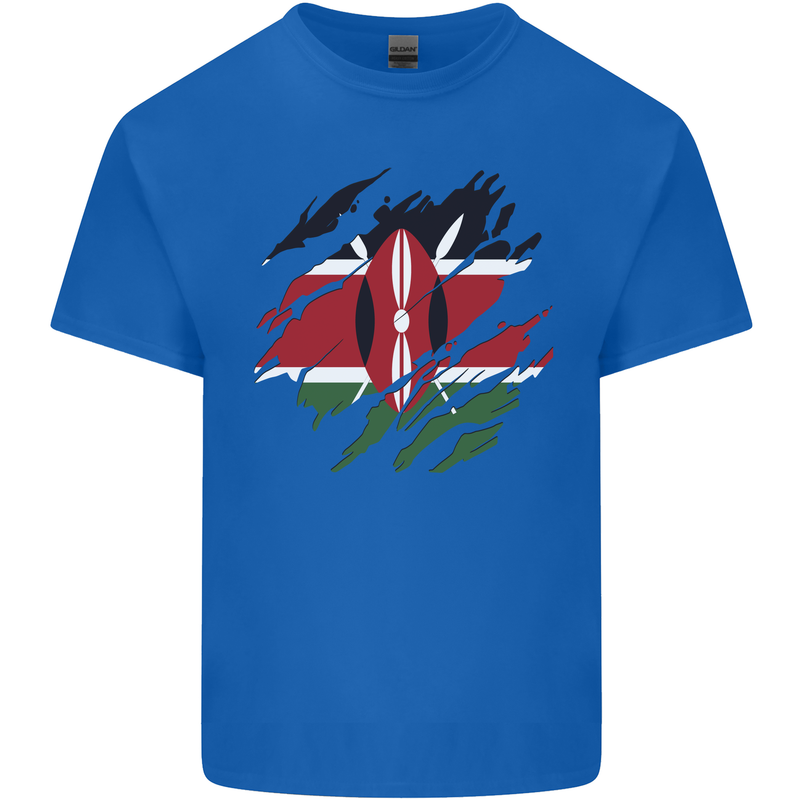Torn Kenya Flag Kenyan Day Football Kids T-Shirt Childrens Royal Blue