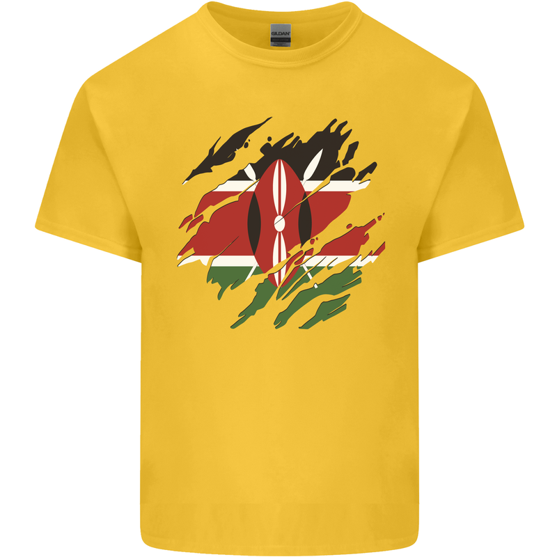 Torn Kenya Flag Kenyan Day Football Kids T-Shirt Childrens Yellow
