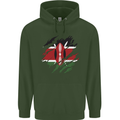 Torn Kenya Flag Kenyan Day Football Mens 80% Cotton Hoodie Forest Green