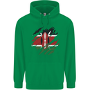 Torn Kenya Flag Kenyan Day Football Mens 80% Cotton Hoodie Irish Green