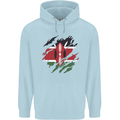Torn Kenya Flag Kenyan Day Football Mens 80% Cotton Hoodie Light Blue