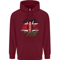 Torn Kenya Flag Kenyan Day Football Mens 80% Cotton Hoodie Maroon