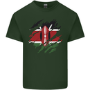 Torn Kenya Flag Kenyan Day Football Mens Cotton T-Shirt Tee Top Forest Green