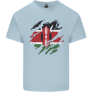 Torn Kenya Flag Kenyan Day Football Mens Cotton T-Shirt Tee Top Light Blue