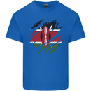 Torn Kenya Flag Kenyan Day Football Mens Cotton T-Shirt Tee Top Royal Blue