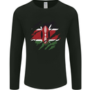 Torn Kenya Flag Kenyan Day Football Mens Long Sleeve T-Shirt Black