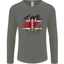 Torn Kenya Flag Kenyan Day Football Mens Long Sleeve T-Shirt Charcoal