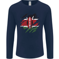 Torn Kenya Flag Kenyan Day Football Mens Long Sleeve T-Shirt Navy Blue