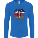 Torn Kenya Flag Kenyan Day Football Mens Long Sleeve T-Shirt Royal Blue
