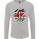 Torn Kenya Flag Kenyan Day Football Mens Long Sleeve T-Shirt Sports Grey