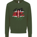 Torn Kenya Flag Kenyan Day Football Mens Sweatshirt Jumper Forest Green