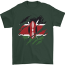 Torn Kenya Flag Kenyan Day Football Mens T-Shirt 100% Cotton Forest Green