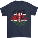 Torn Kenya Flag Kenyan Day Football Mens T-Shirt 100% Cotton Navy Blue