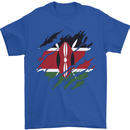 Torn Kenya Flag Kenyan Day Football Mens T-Shirt 100% Cotton Royal Blue