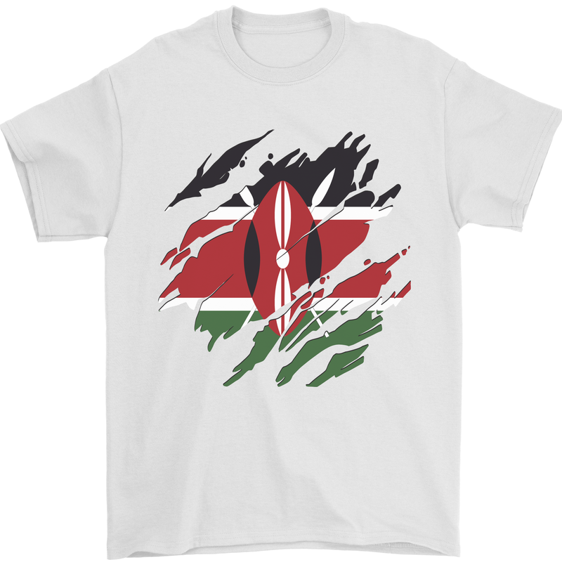 Torn Kenya Flag Kenyan Day Football Mens T-Shirt 100% Cotton White