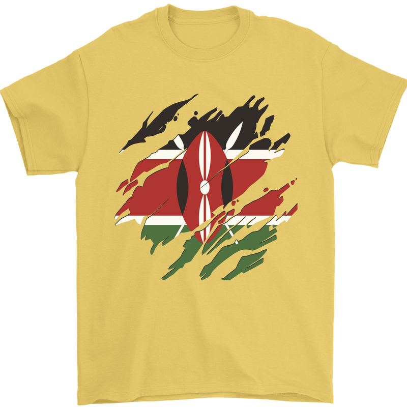 Torn Kenya Flag Kenyan Day Football Mens T-Shirt 100% Cotton Yellow