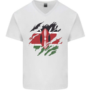 Torn Kenya Flag Kenyan Day Football Mens V-Neck Cotton T-Shirt White