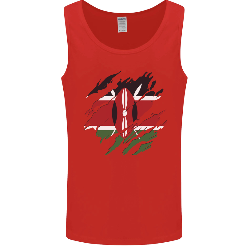 Torn Kenya Flag Kenyan Day Football Mens Vest Tank Top Red