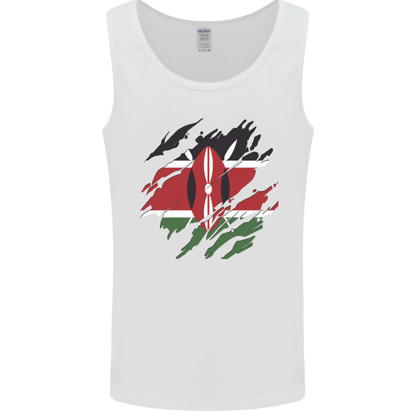 Torn Kenya Flag Kenyan Day Football Mens Vest Tank Top White