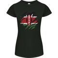 Torn Kenya Flag Kenyan Day Football Womens Petite Cut T-Shirt Black