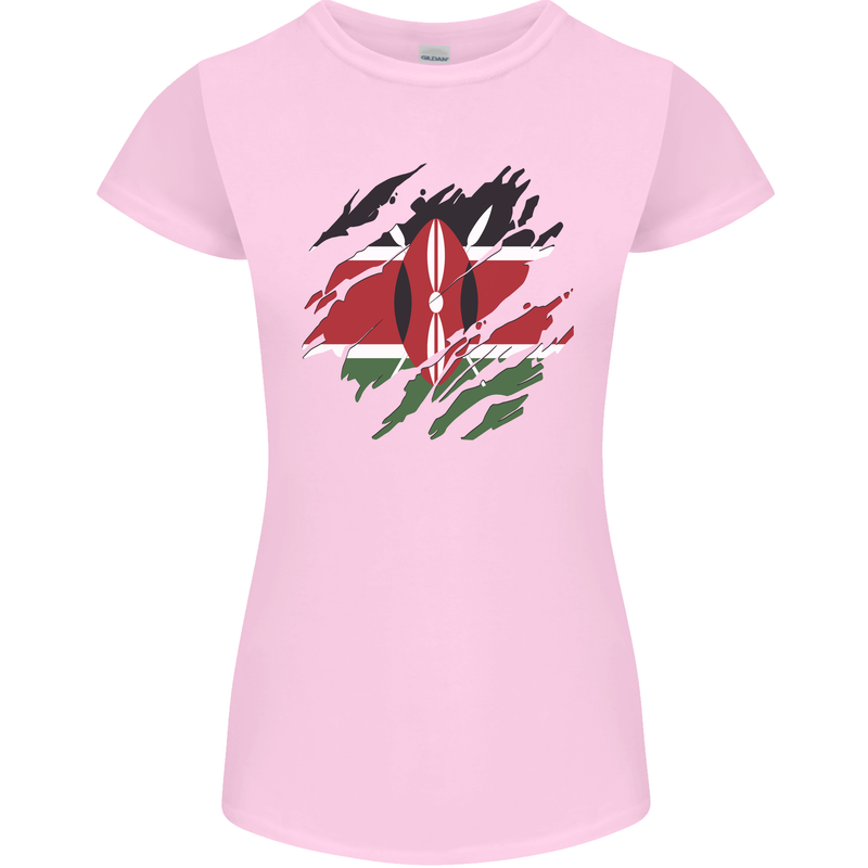 Torn Kenya Flag Kenyan Day Football Womens Petite Cut T-Shirt Light Pink