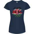 Torn Kenya Flag Kenyan Day Football Womens Petite Cut T-Shirt Navy Blue