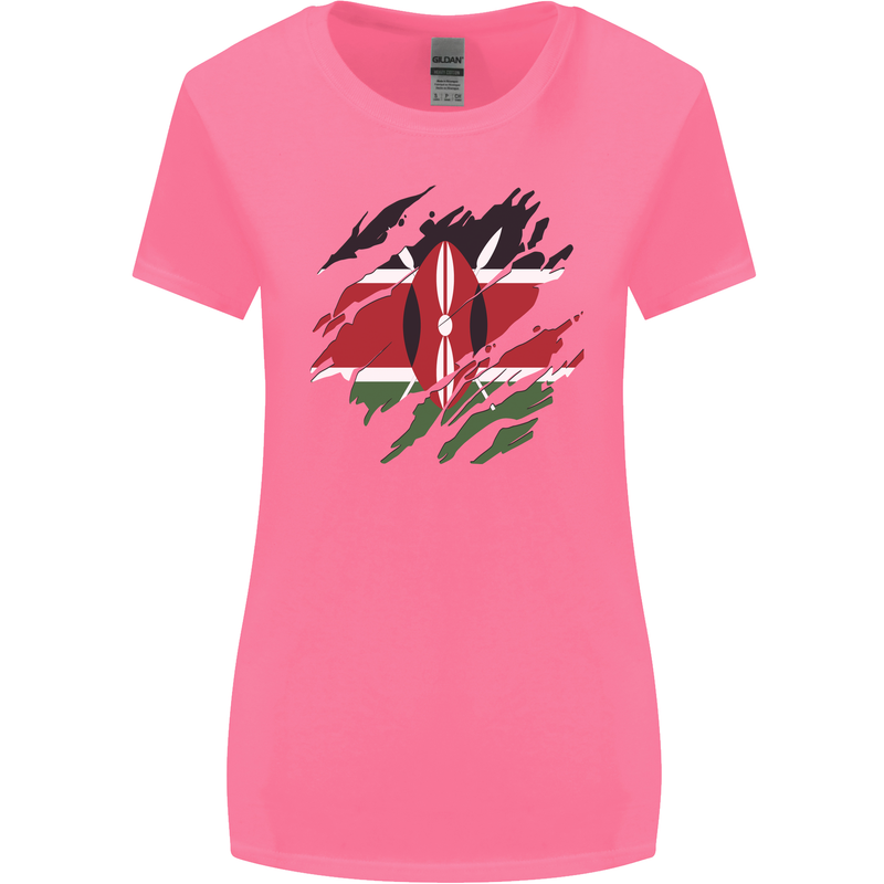 Torn Kenya Flag Kenyan Day Football Womens Wider Cut T-Shirt Azalea