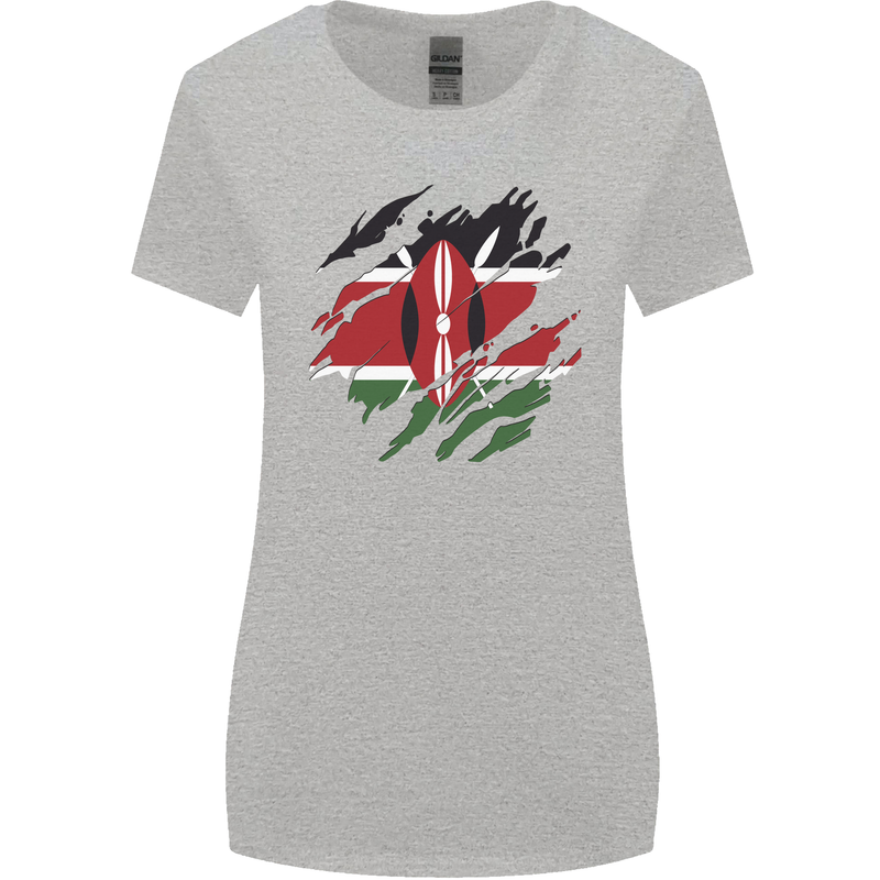 Torn Kenya Flag Kenyan Day Football Womens Wider Cut T-Shirt Sports Grey
