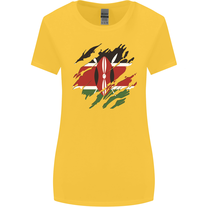 Torn Kenya Flag Kenyan Day Football Womens Wider Cut T-Shirt Yellow