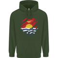Torn Kiribati Flag Day Football Childrens Kids Hoodie Forest Green