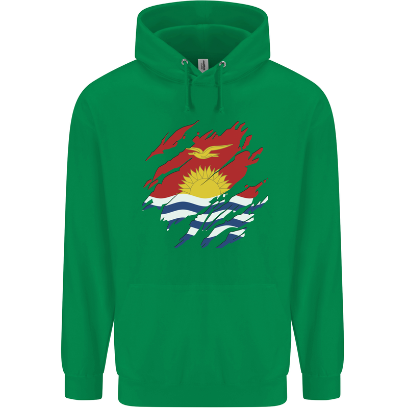 Torn Kiribati Flag Day Football Childrens Kids Hoodie Irish Green