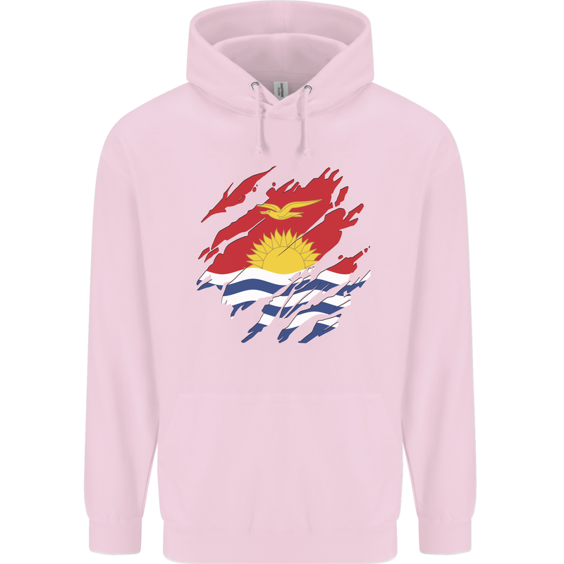 Torn Kiribati Flag Day Football Childrens Kids Hoodie Light Pink