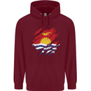 Torn Kiribati Flag Day Football Childrens Kids Hoodie Maroon