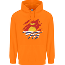 Torn Kiribati Flag Day Football Childrens Kids Hoodie Orange