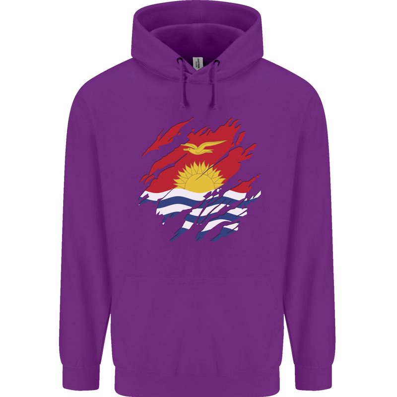 Torn Kiribati Flag Day Football Childrens Kids Hoodie Purple